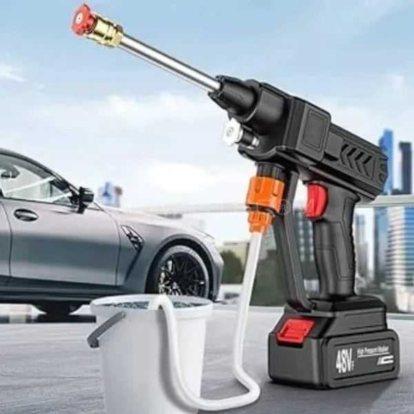 Automatic Cordless Car Wash Spray Gun 21V | High Pressure Portable Pressure Washer with Lithium Battery (Double Battery) - 008