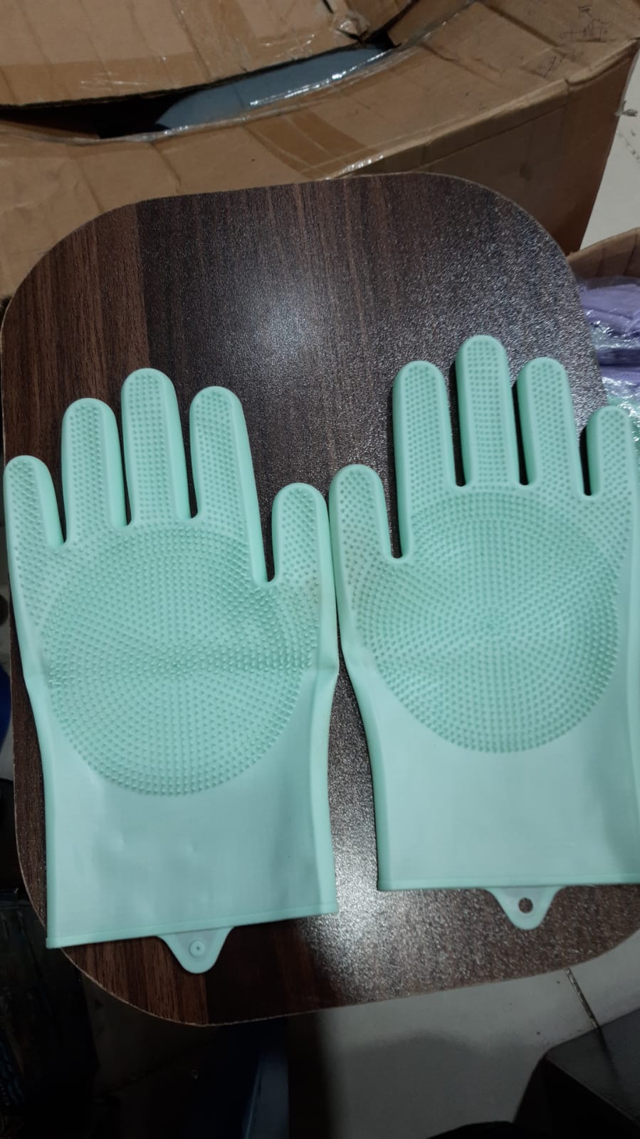 Silicone Non Slip Scrubber Dish Washing Gloves, 1 Pair- Multicolor -0014