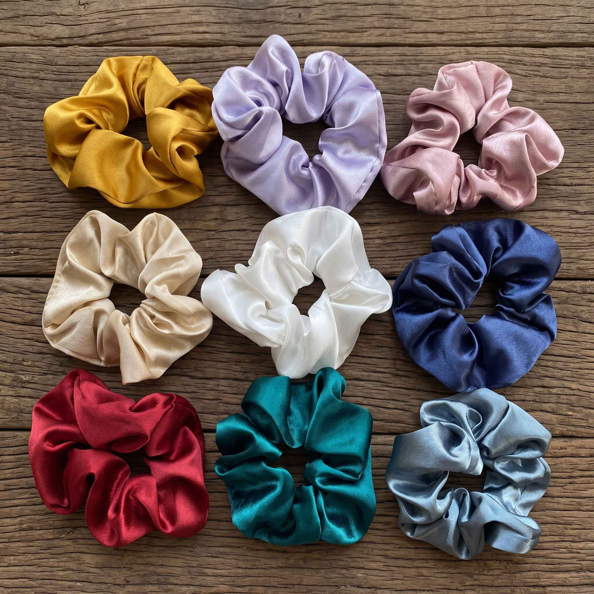 Satin Scrunchies for Women & Girls - Random Colors - Pack of 10.0024
