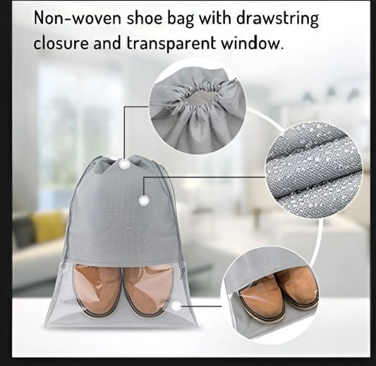 1 Peice Shoe Organizer Travel Shoes Organizer Storage Bag / Shoe Bag With Drawstring And Transparent Window For Travel (random Color)