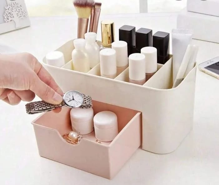 Plastic Makeup Storage Box With Small Drawer For Bathroom, Organizer Drawers, Makeup Brush Organizer Space 0042