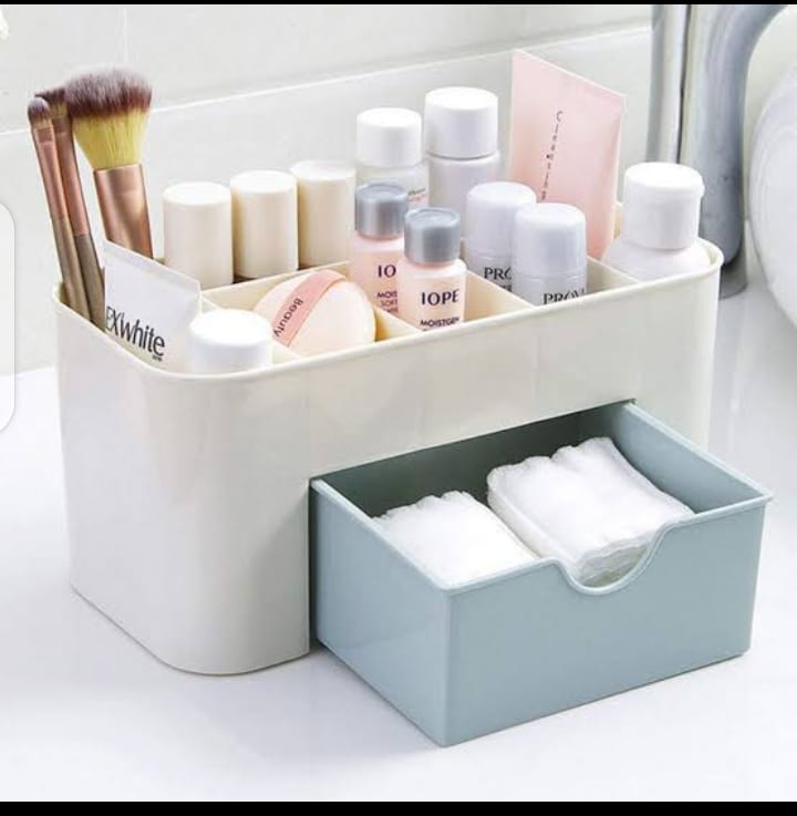 Plastic Makeup Storage Box With Small Drawer For Bathroom, Organizer Drawers, Makeup Brush Organizer Space 0042