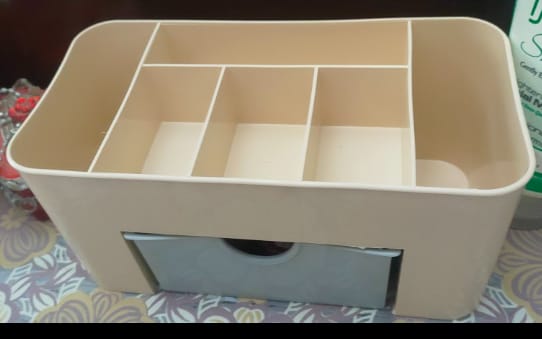 Plastic Makeup Storage Box With Small Drawer For Bathroom, Organizer Drawers, Makeup Brush Organizer Space 0042