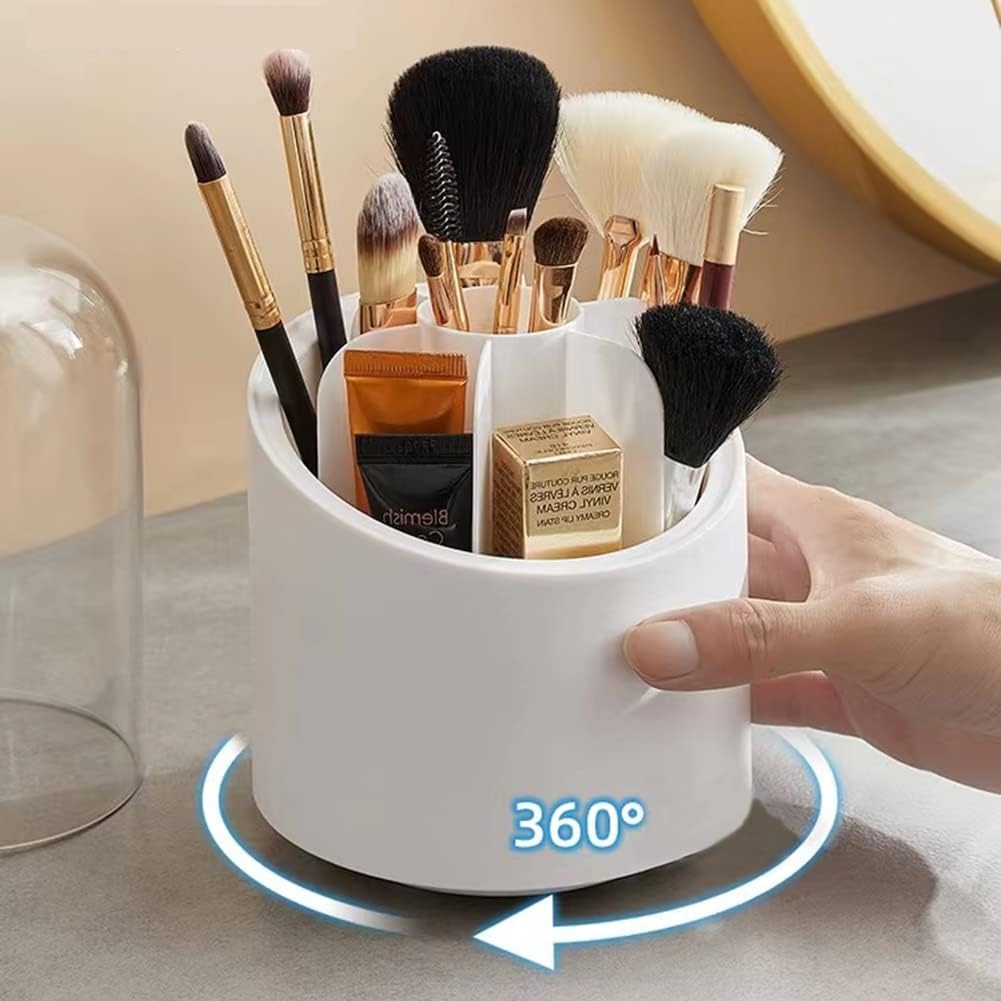Makeup Brush Holder Organizer With Lid 360° Rotating Dustproof 0030