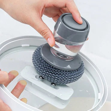 Kitchen Soap Dispensing Palm Brush – Automatic Filling Dish Scrubber with PET Bristles – Non-Scratch Cleaning Brush for Pots, Pans, and Sinks   /03