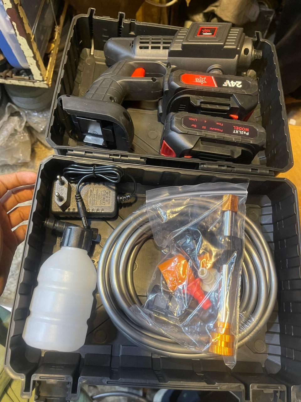 Automatic Cordless Car Wash Spray Gun 21V | High Pressure Portable Pressure Washer with Lithium Battery (Double Battery) - 008