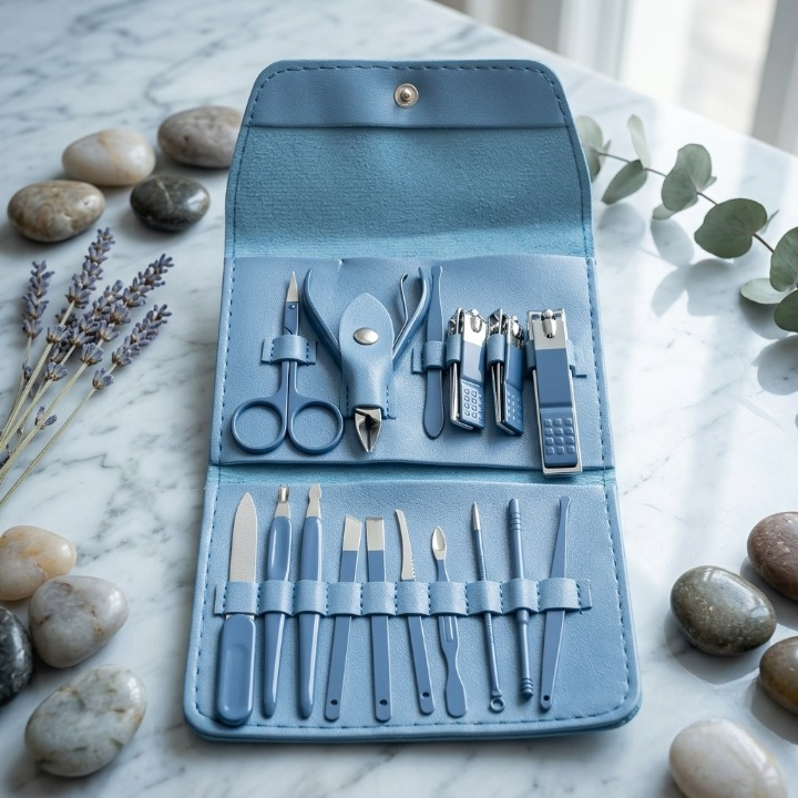 16-Piece Premium Personal Manicure & Pedicure Grooming Kit – Professional Stainless Steel Nail Clippers & Care Set with Travel Case - 009