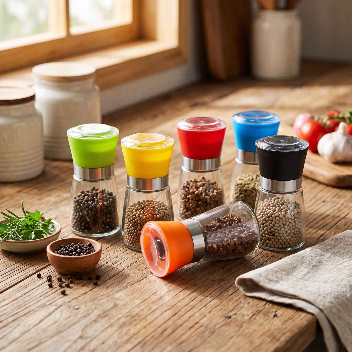 Manual Glass Pepper and Salt Grinder - Random Color 0029