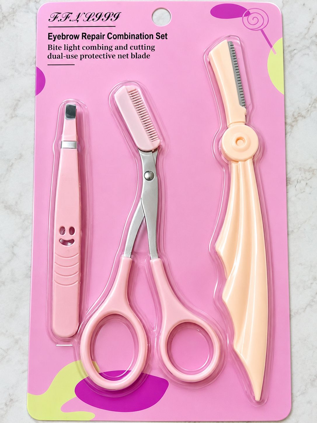 3 In 1 Eyebrows Making Razor With Comb Scissor - 0015