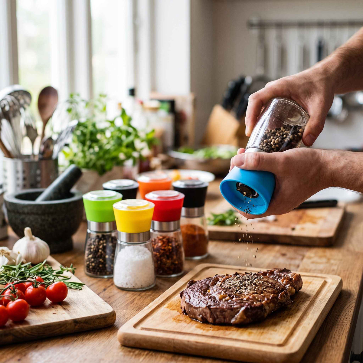 Manual Glass Pepper and Salt Grinder - Random Color 0029