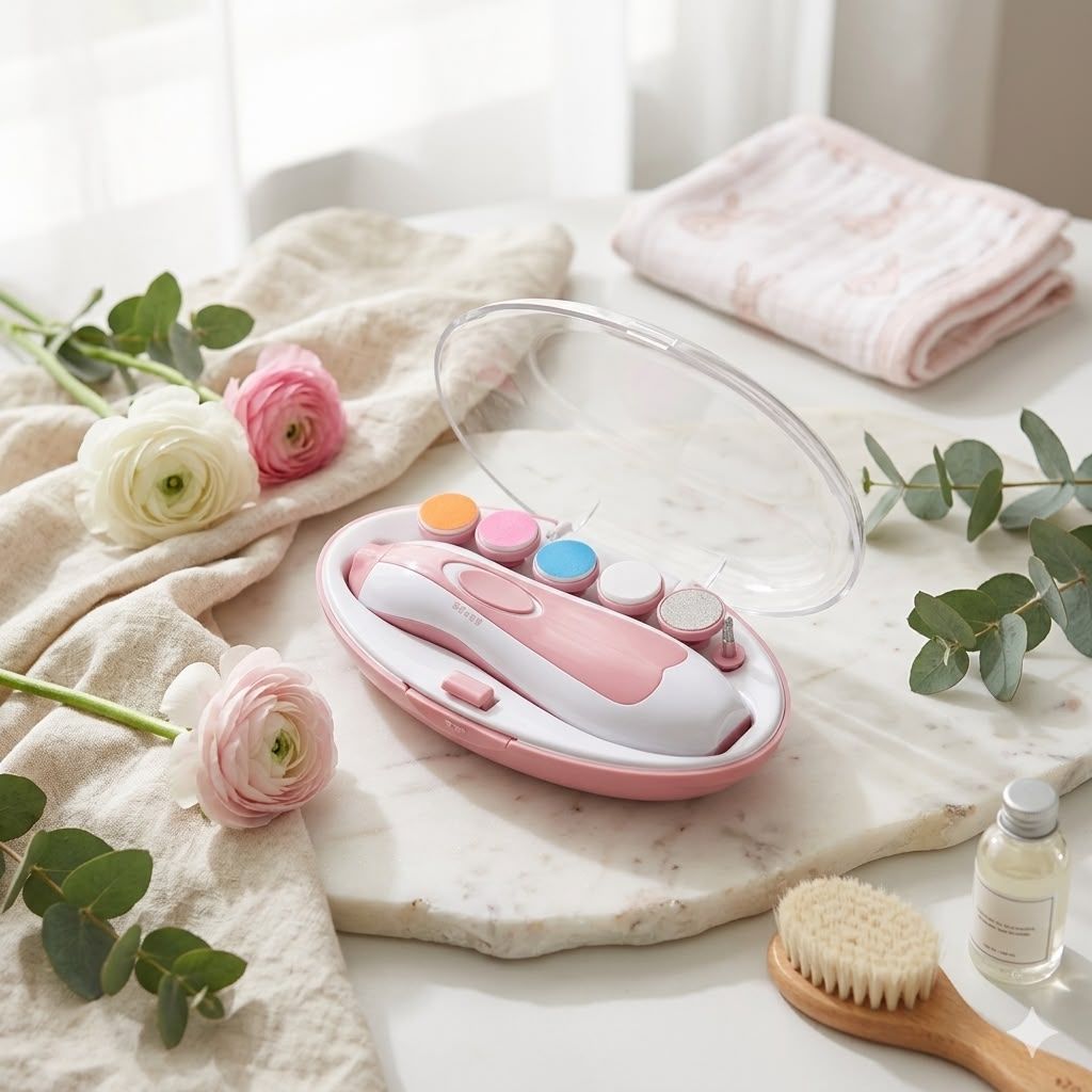 Premium 6-in-1 Baby Electric Nail Trimmer Kit – Safe, Silent & Gentle Automatic Nail Clipper for Newborns 0031