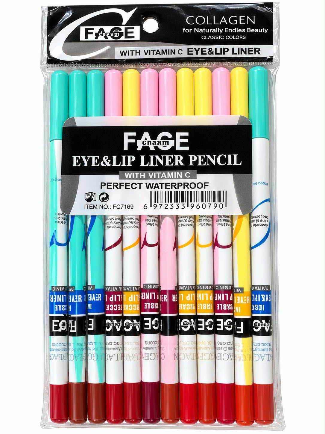 Face Charm Eye And Lip Liner Pencil Precision Beauty Makeup Cosmetic - Pack of 12.0020