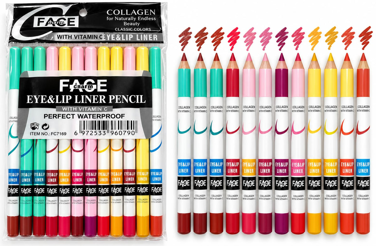 Face Charm Eye And Lip Liner Pencil Precision Beauty Makeup Cosmetic - Pack of 12.0020