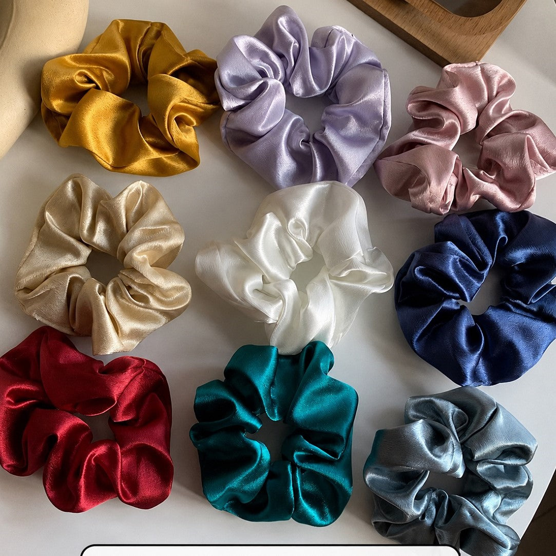 Satin Scrunchies for Women & Girls - Random Colors - Pack of 10.0024