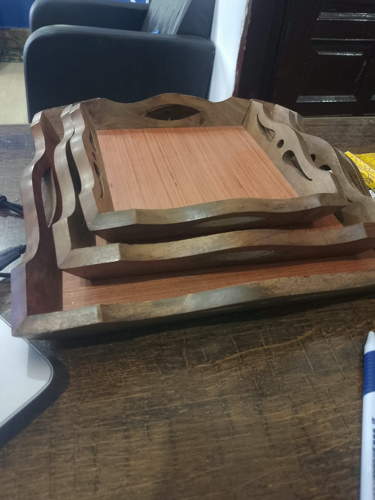 Classic Wooden Tray Set of 3 0028