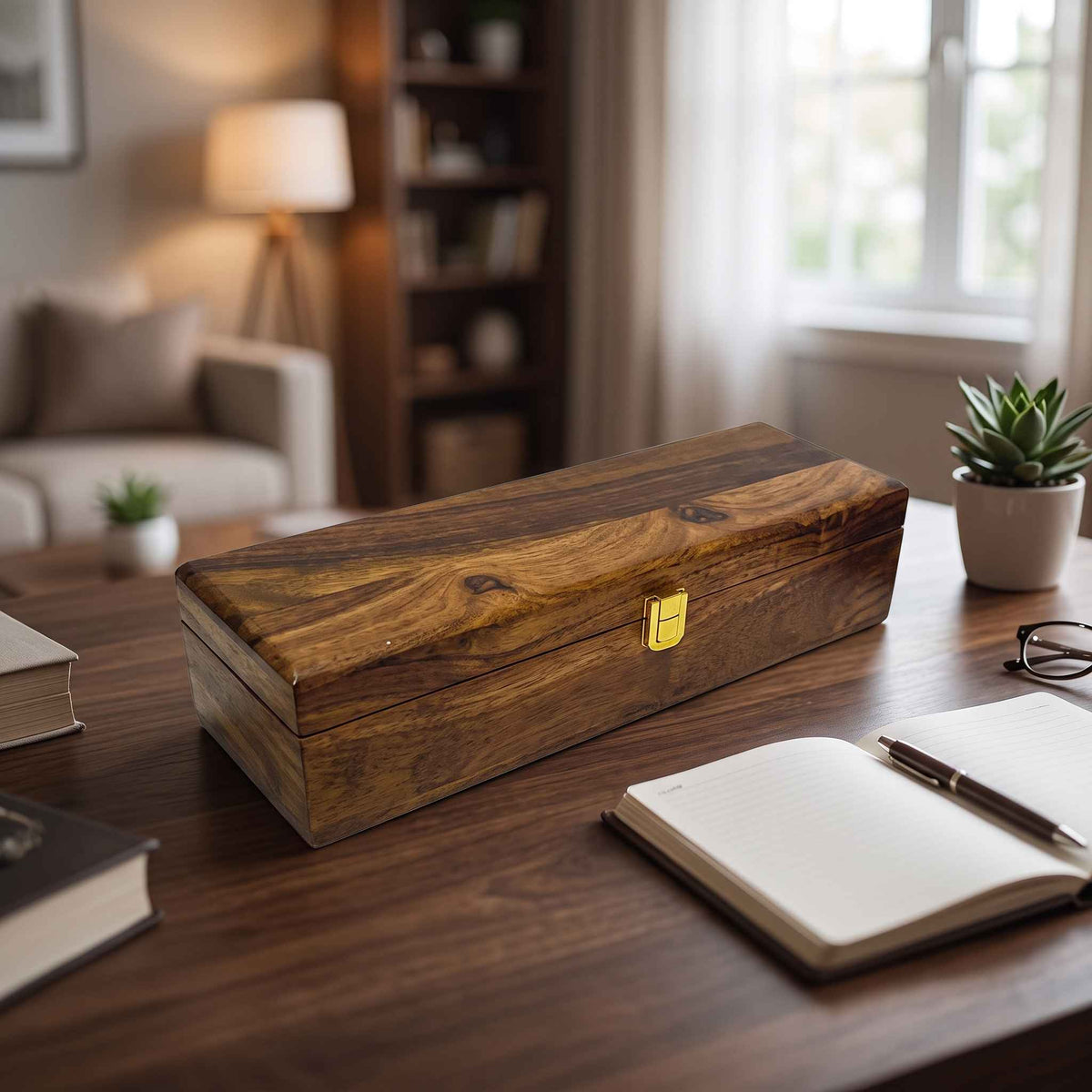 Wooden Watch Box - 5 Slots with Wooden Top 0026
