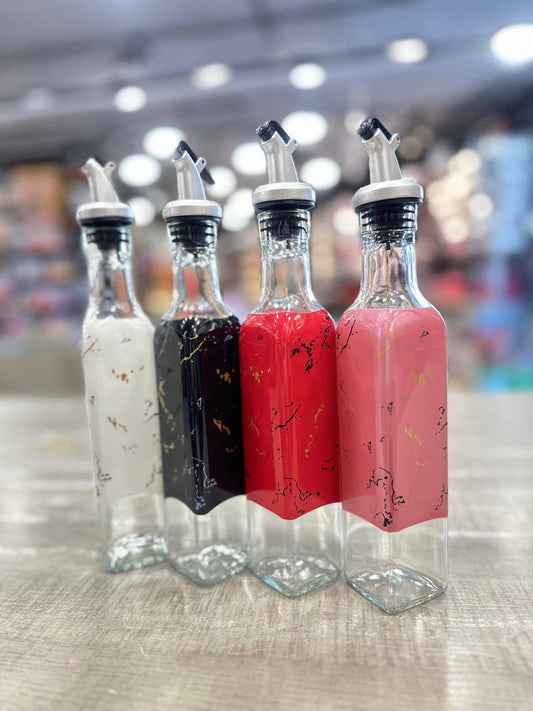 Glass Oil Bottle Marble Touch | Random Shape/Color 0038