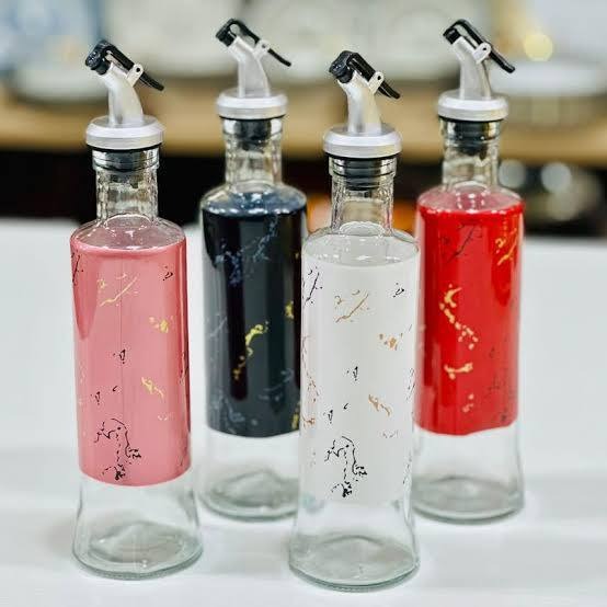 Glass Oil Bottle Marble Touch | Random Shape/Color 0038