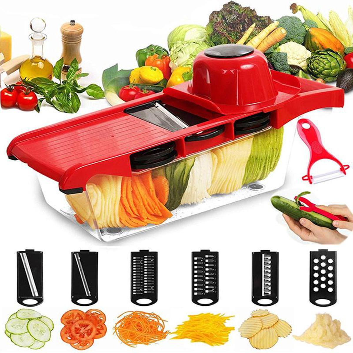 Multifunction Shaving Vegetable Slicer & Chopper Set (with Peeler and Interchangeable Blades 0041