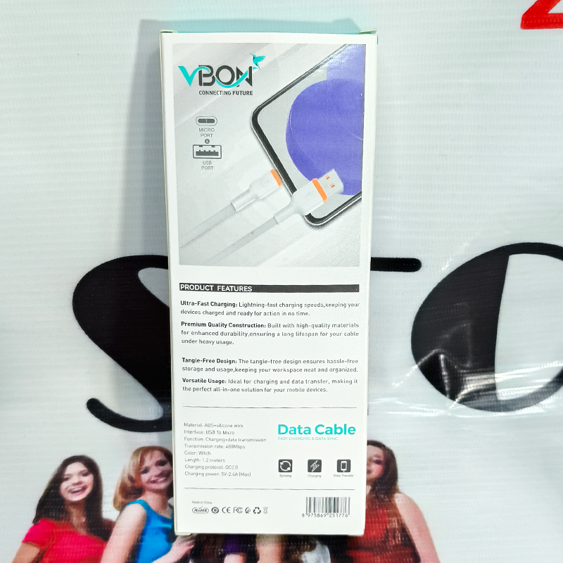 V BON Micro Fast Charging Cable | Super Speed Data & Charging + Free 6AM Cable |  33
