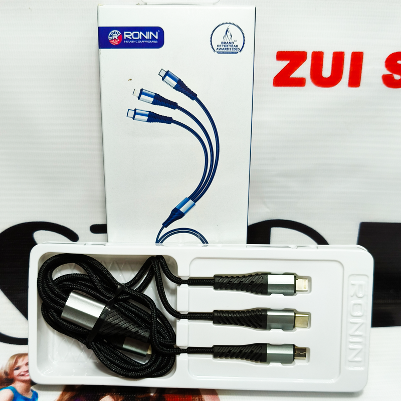 Ronin 3-in-1 Fast Charging Cable | Type-C, Micro USB & iPhone | Super Fast Charging & Data Cable