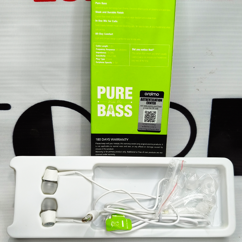 Oraimo Original Handsfree | Deep Bass • Clear Mic • High-Quality Sound | Best for Music & Gaming | 41