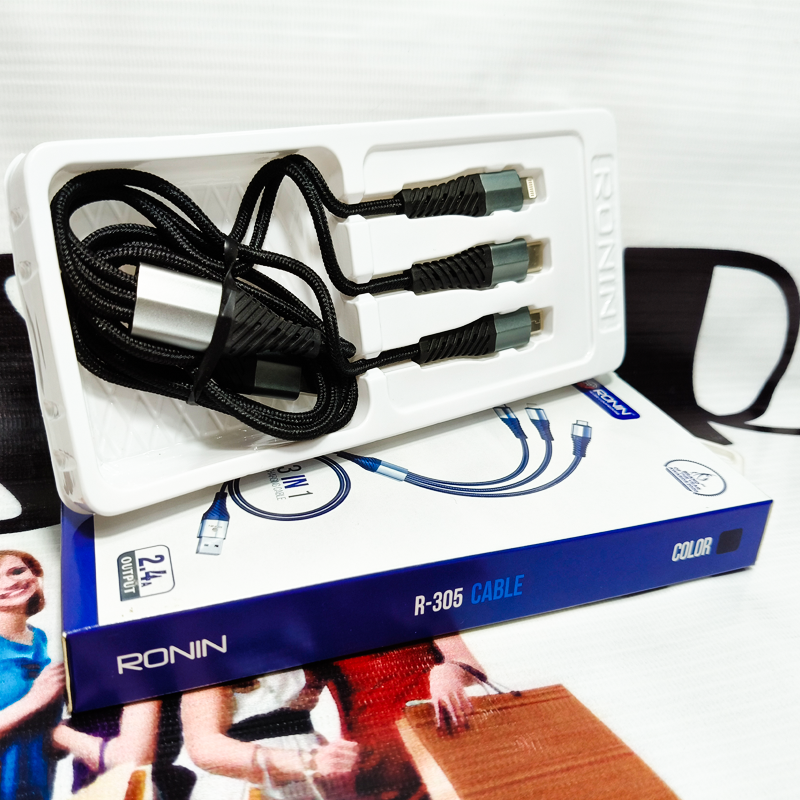 Ronin 3-in-1 Fast Charging Cable | Type-C, Micro USB & iPhone | Super Fast Charging & Data Cable