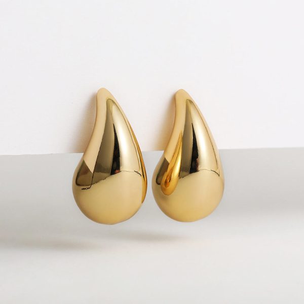 Chunky Dome Drop Earrings For Women Glossy Thick Teardrop Earrings Dupes Lightweight Hoops