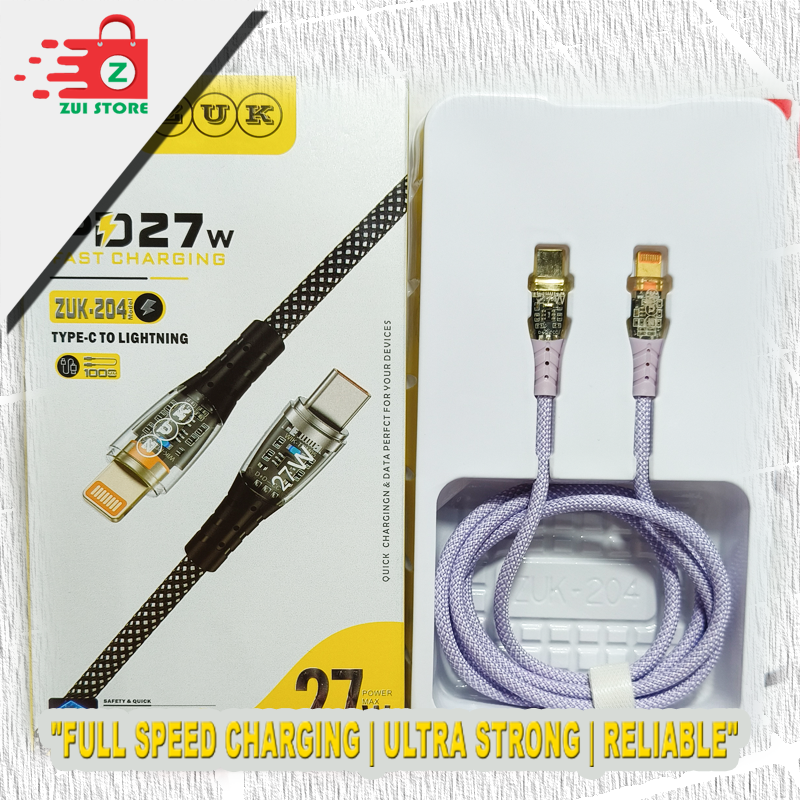 ZUK PD 27W Type-C to iPhone Fast Charging Cable | Super Speed Data & Charge Cable |  15