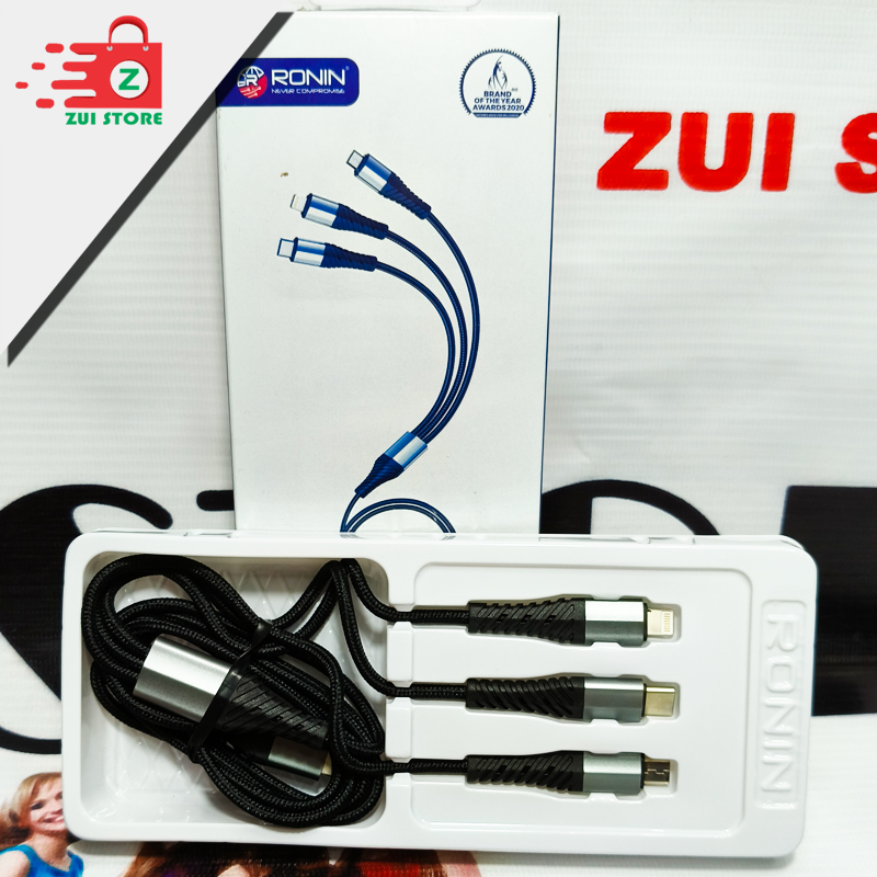 Ronin 3-in-1 Fast Charging Cable | Type-C, Micro USB & iPhone | Super Fast Charging & Data Cable