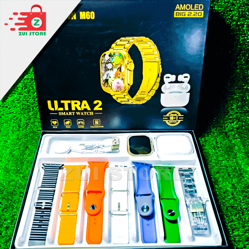 Crown M60 Smart Watch + AirPods Combo | 7 Straps Included | Bluetooth Calling | Best Budget Deal |  74