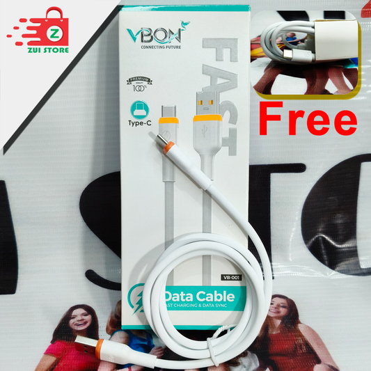 V BON Type-C Fast Charging Cable | Super Speed Data & Charging + Free 6AM Cable